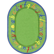AlphaScript 10'9" x 13'2" Oval area rug in color Green