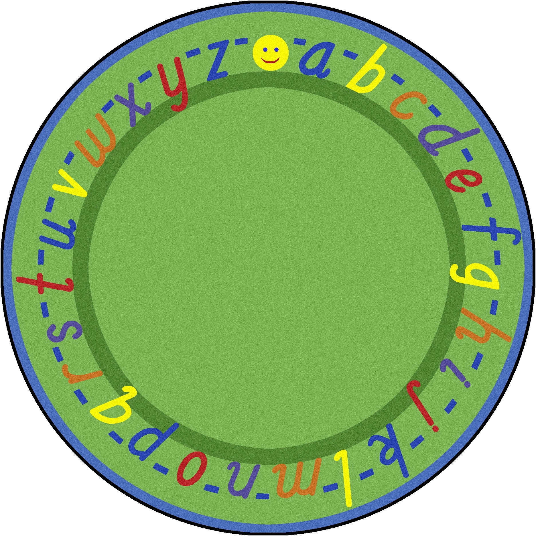 AlphaScript 7'7" Round area rug in color Green