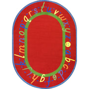 AlphaScript 5'4" x 7'8" Oval area rug in color Red