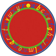 AlphaScript 7'7" Round area rug in color Red