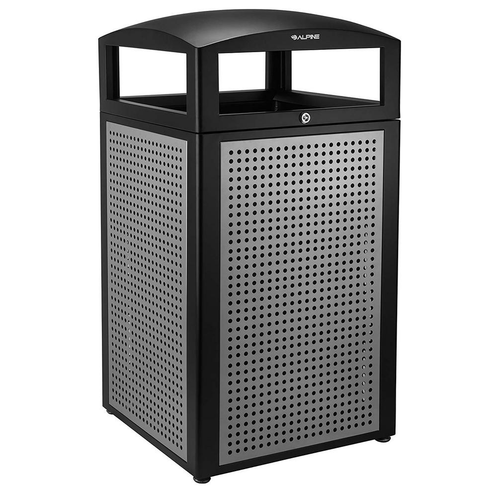Alpine Industries Rugged 40-Gallon All-Weather Trash Containers with Steel Panels