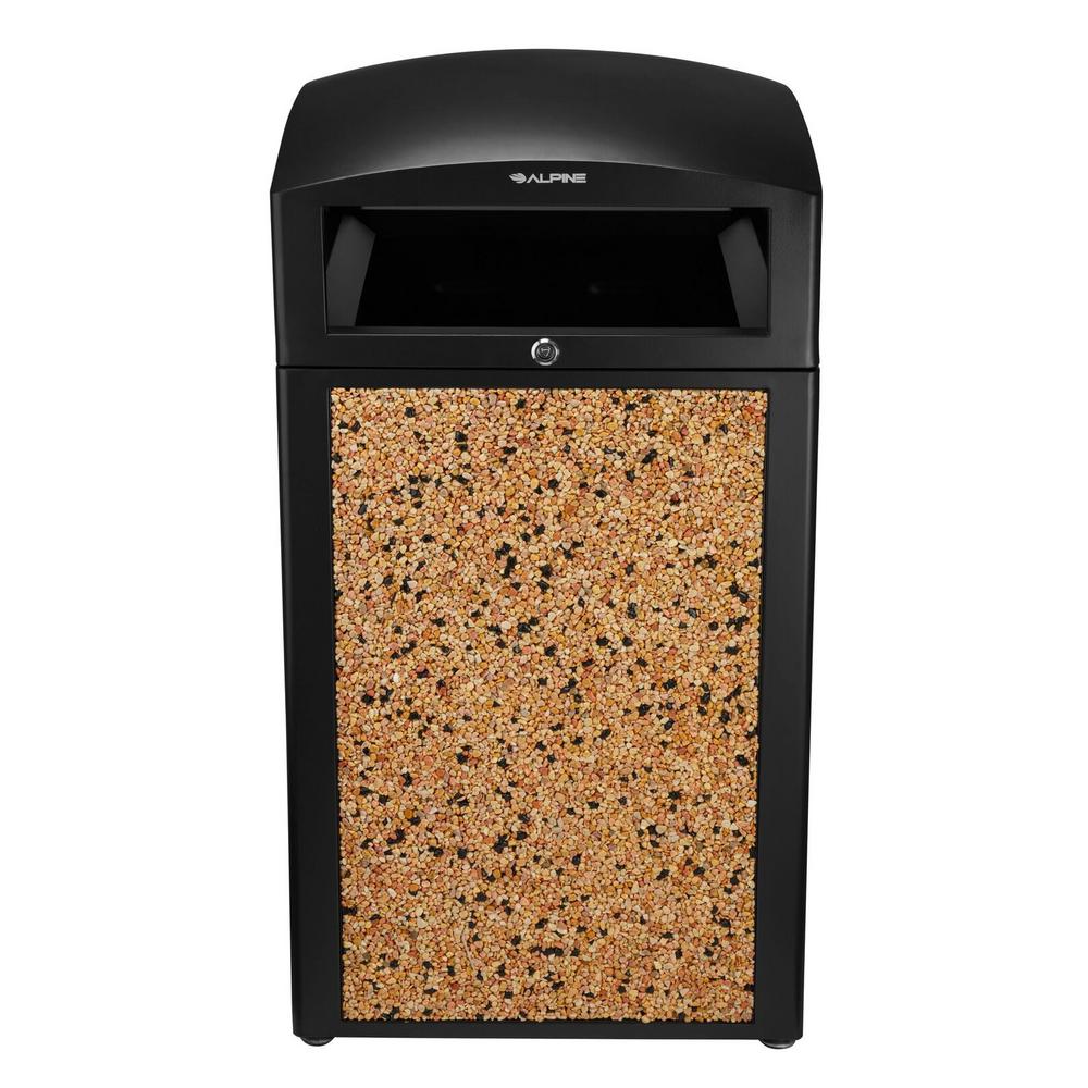 Alpine Industries Rugged 40-Gallon All-Weather Trash Containers with Stone Panels