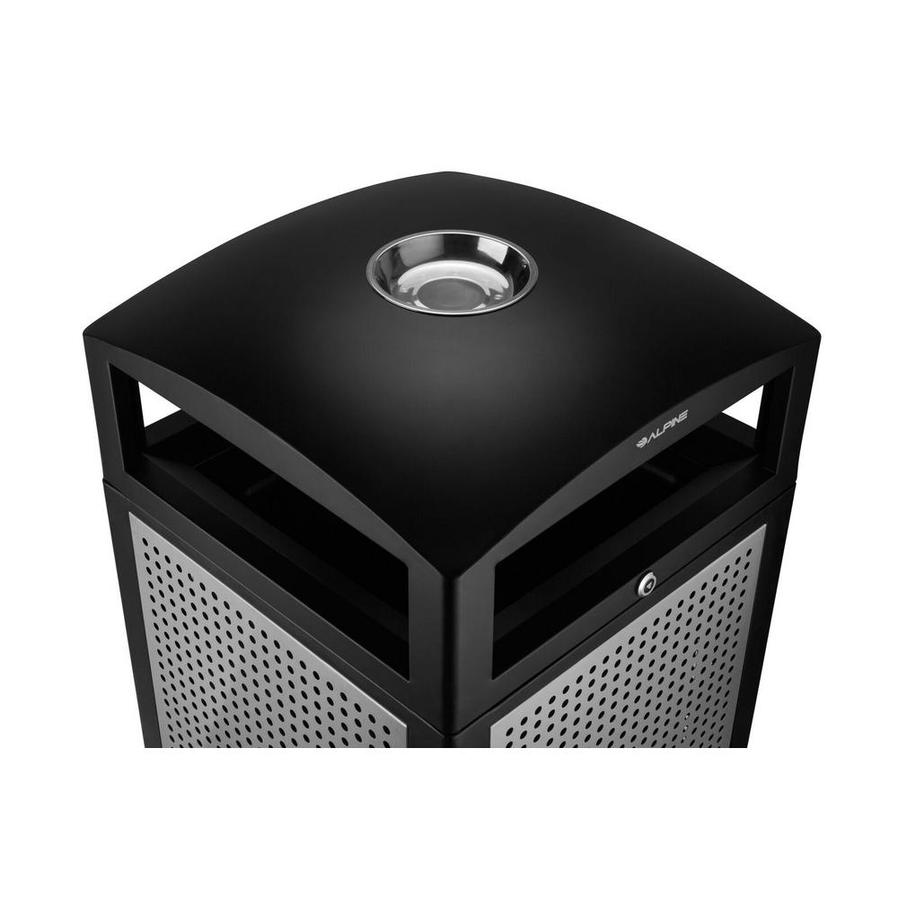 Alpine Industries Rugged 40-Gallon All-Weather Trash Containers with Steel Panels and Ash Tray