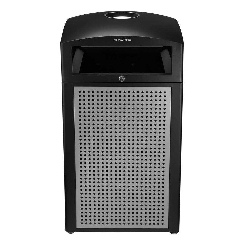 Alpine Industries Rugged 40-Gallon All-Weather Trash Containers with Steel Panels and Ash Tray