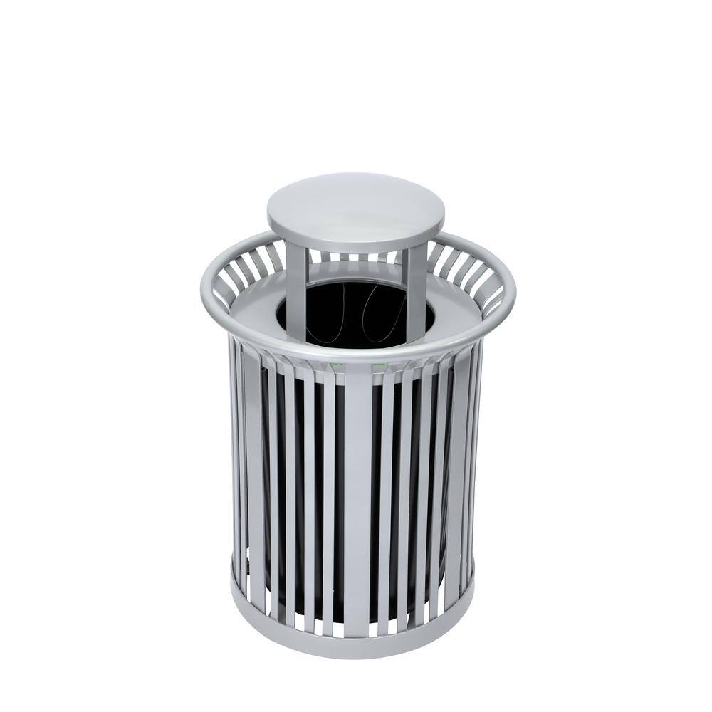 Alpine Industries 36 Gallon Silver Trash Can with Dome Lid