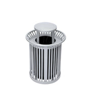 Alpine Industries 36 Gallon Silver Trash Can with Dome Lid