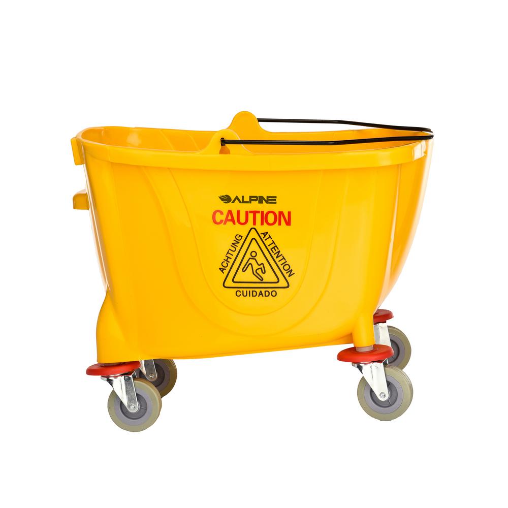 36 Qt. Yellow PVC Mop Bucket with Side Wringer 2 Pack