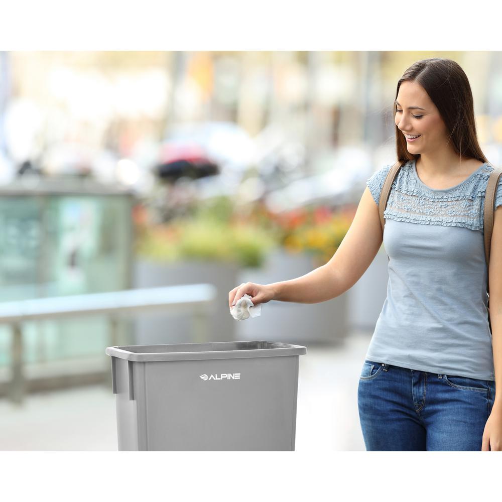23 Gal. Gray Waste Basket Commercial Trash Can 3 Pack
