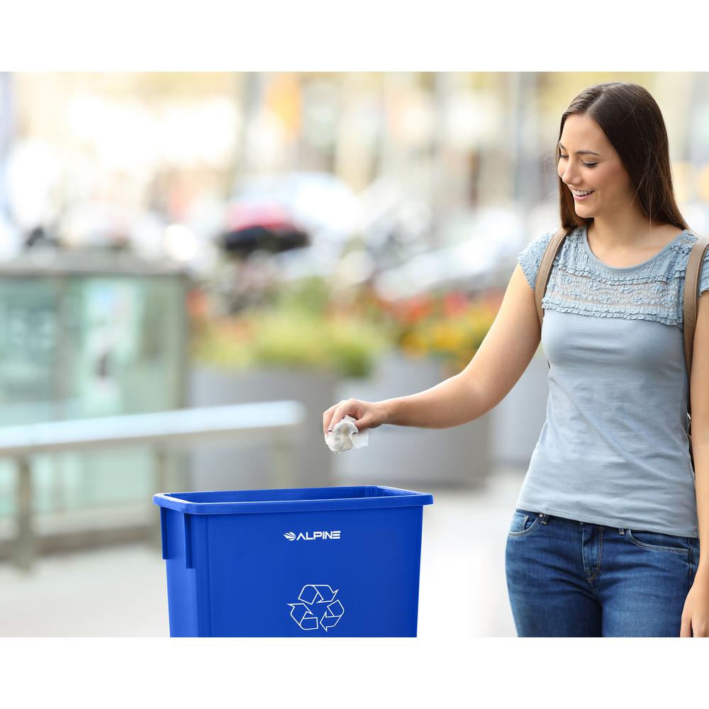 Blue Trash Can Recycle Bin and Paper Slotted Recycling Lid
