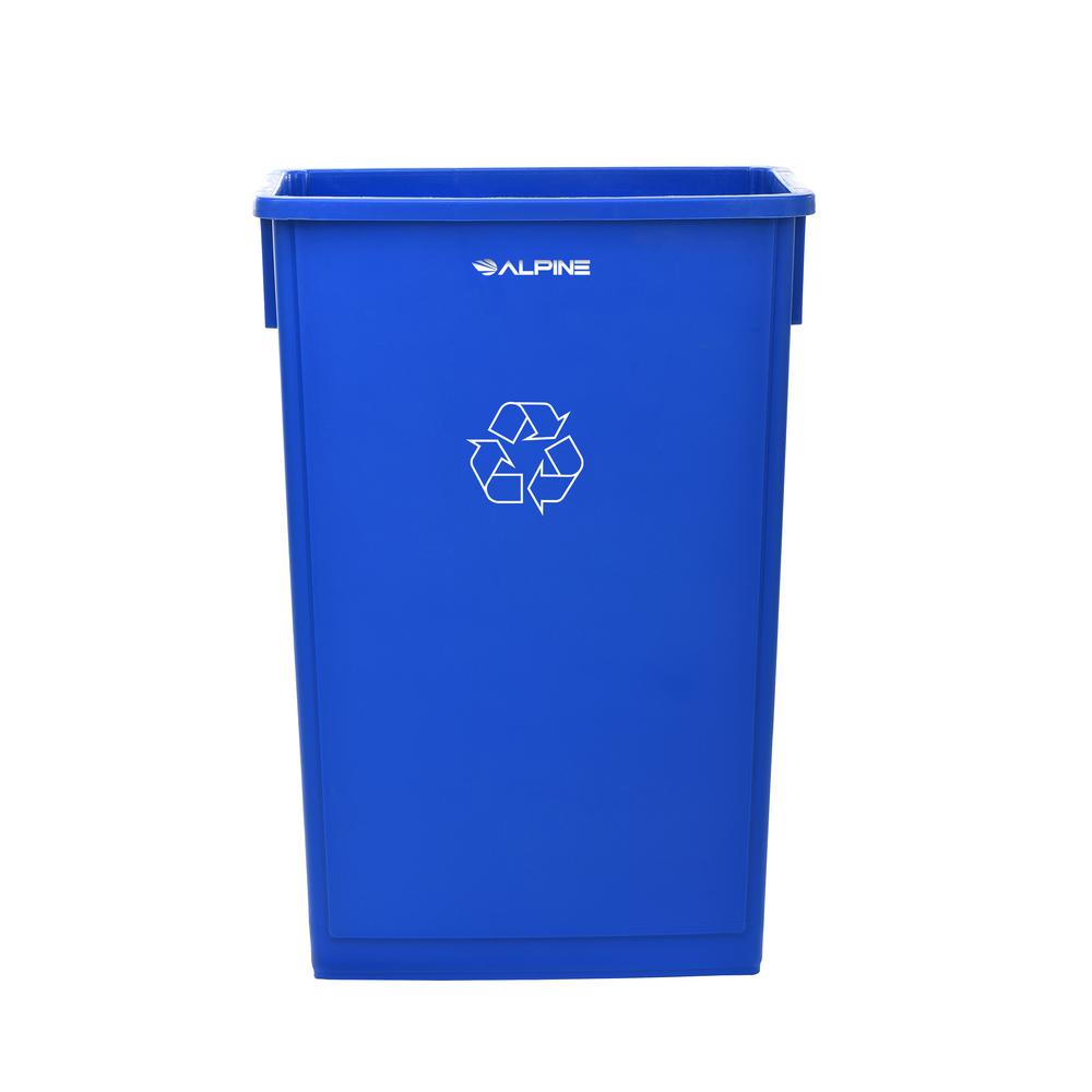 Blue Trash Can Recycle Bin and Drop Slot Lid