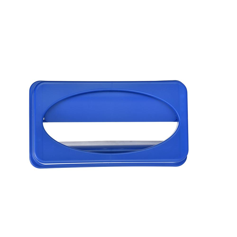 Blue Trash Can Recycle Bin and Drop Slot Lid