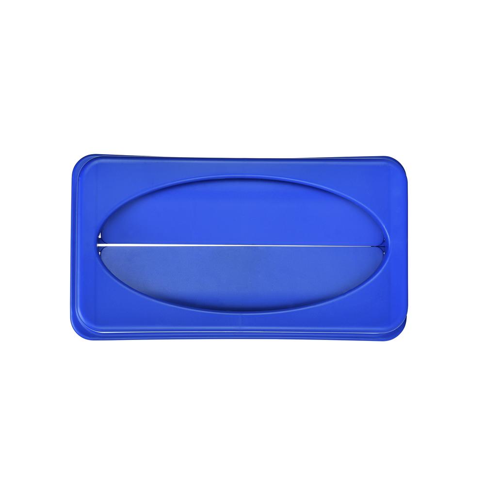Blue Trash Can Recycle Bin and Drop Slot Lid