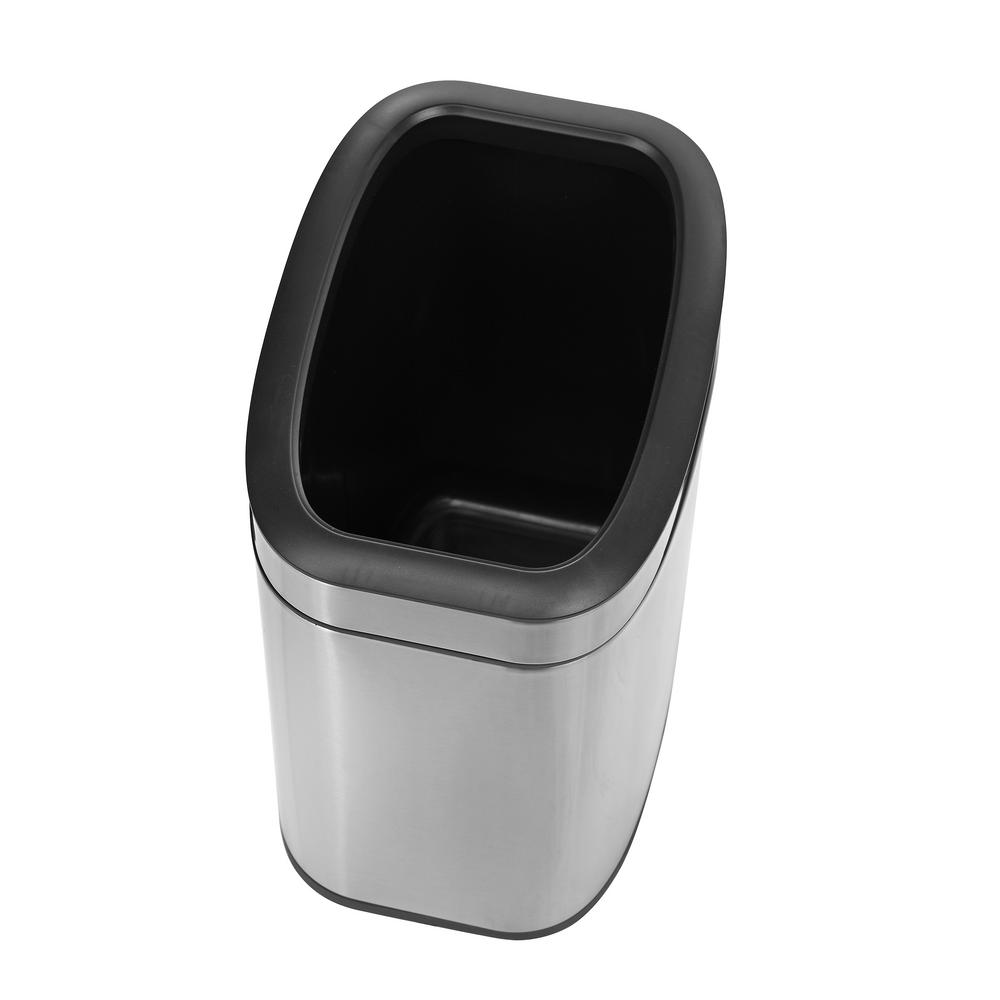 Alpine Industries 2.6 Gal. Stainless Steel Rectangular Liner Open Top Trash Can 2 Pack