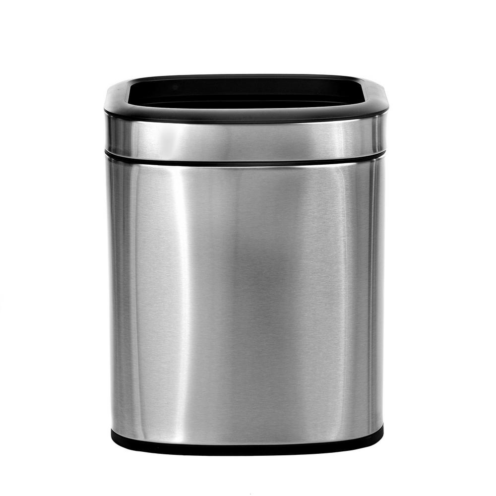 Alpine Industries 10 L / 2.6 Gal Stainless Steel Slim Open Trash Can, Brushed Stainless Steel