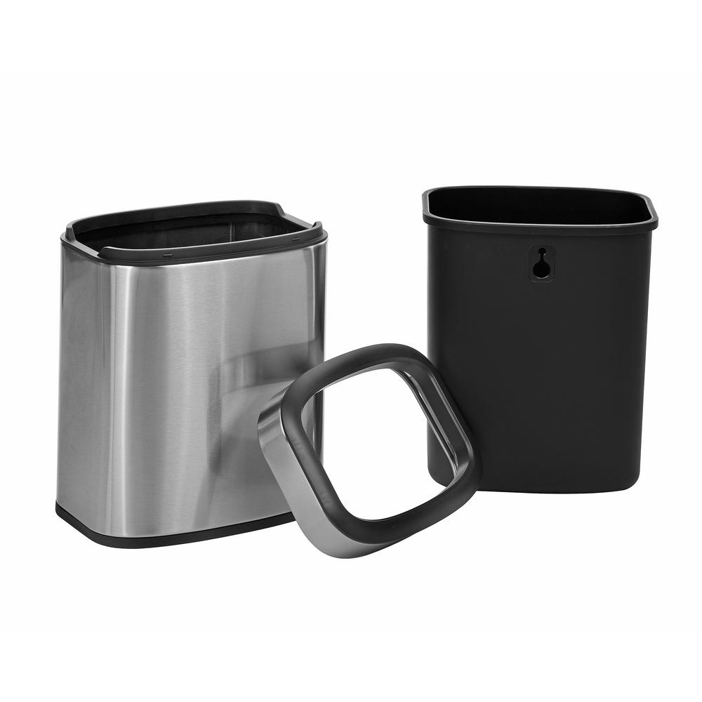 Alpine Industries 10 L / 2.6 Gal Stainless Steel Slim Open Trash Can, Brushed Stainless Steel