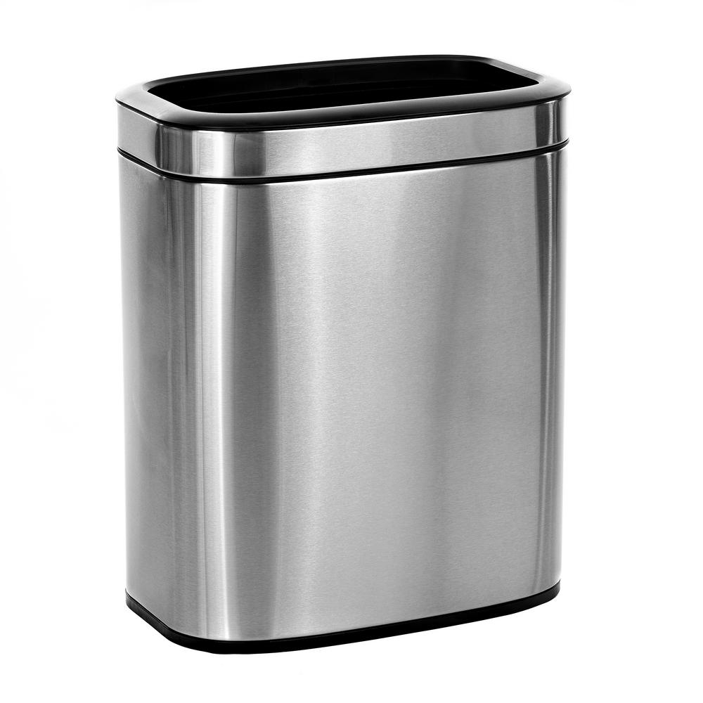 Alpine Industries 20 L / 5.3 Gal Gal Stainless Steel Slim Open Trash Can, Brushed Stainless Steel
