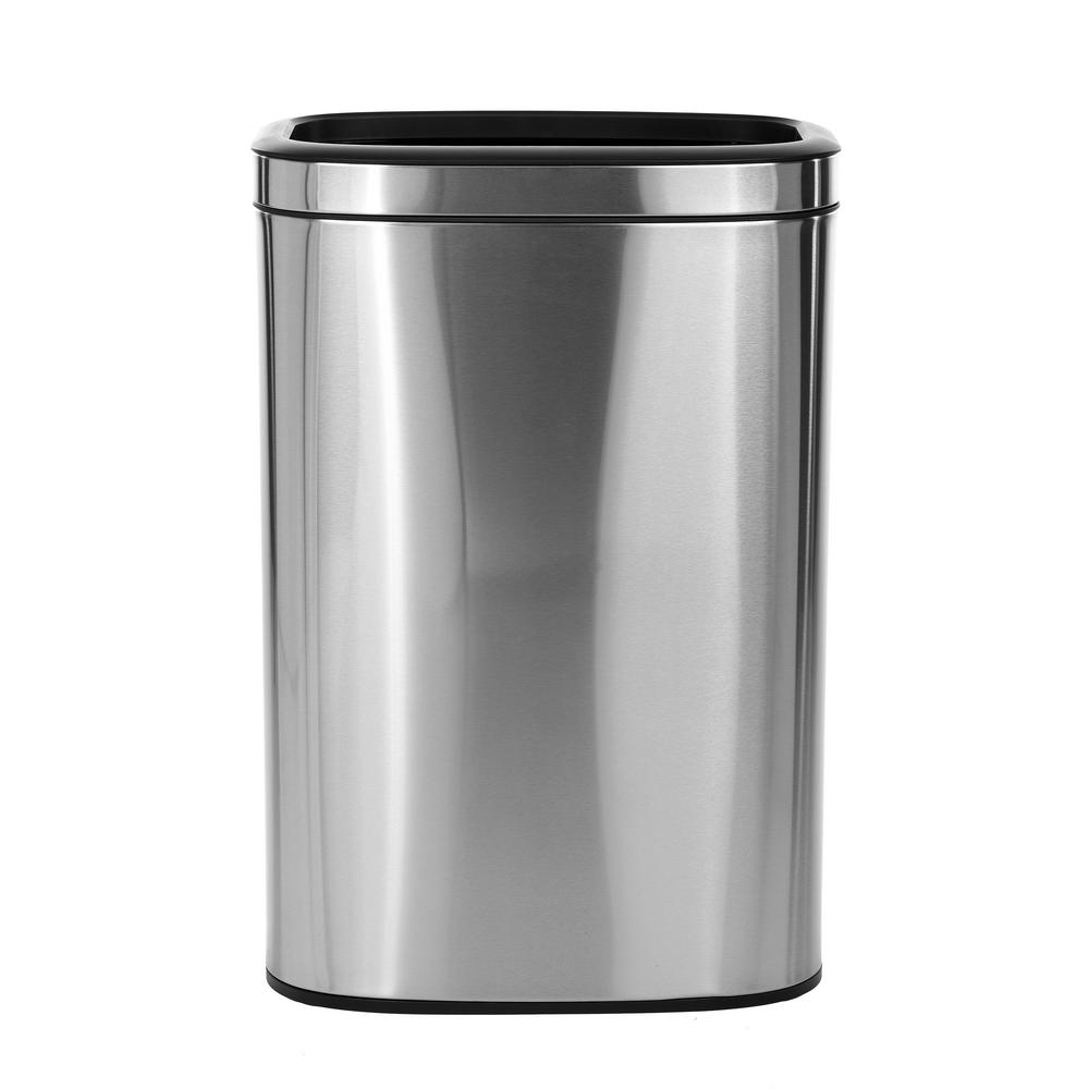 Alpine Industries 40 L / 10.5 Gal Gal Stainless Steel Slim Open Trash Can, Brushed Stainless Steel