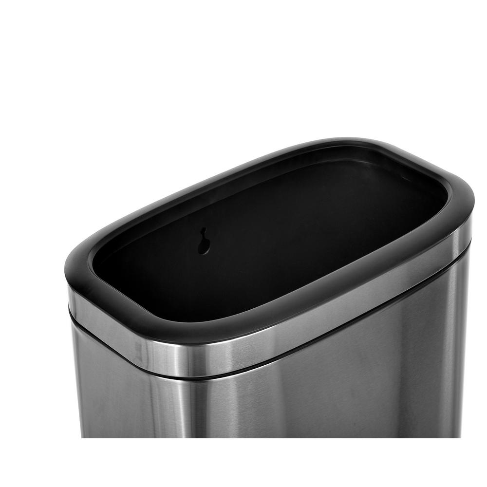 10.5 Gal. Stainless Steel Rectangular Liner Open Top Trash Can 2 Pack