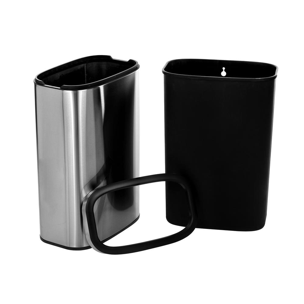 Alpine Industries 40 L / 10.5 Gal Gal Stainless Steel Slim Open Trash Can, Brushed Stainless Steel