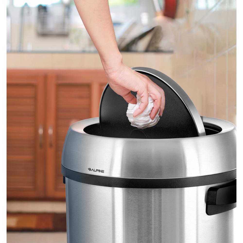 17 Gal. Stainless Steel Commercial Trash Can with Swing Lid 2 Pack