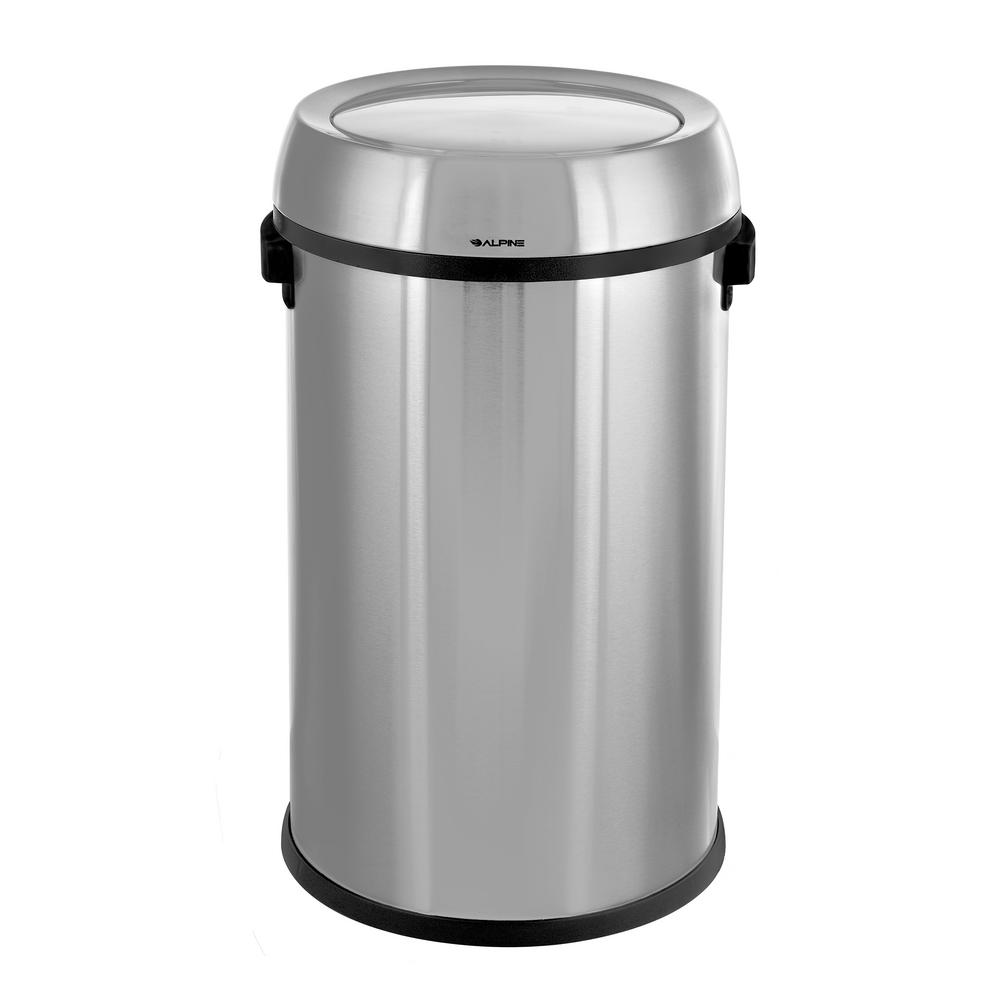 17 Gal. Stainless Steel Commercial Trash Can with Swing Lid 2 Pack