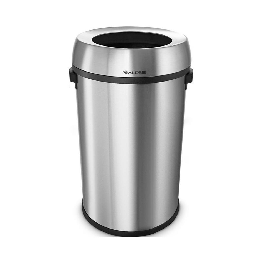 Alpine Industries Stainless Steel Open Top Trash Can, 17 Gallons