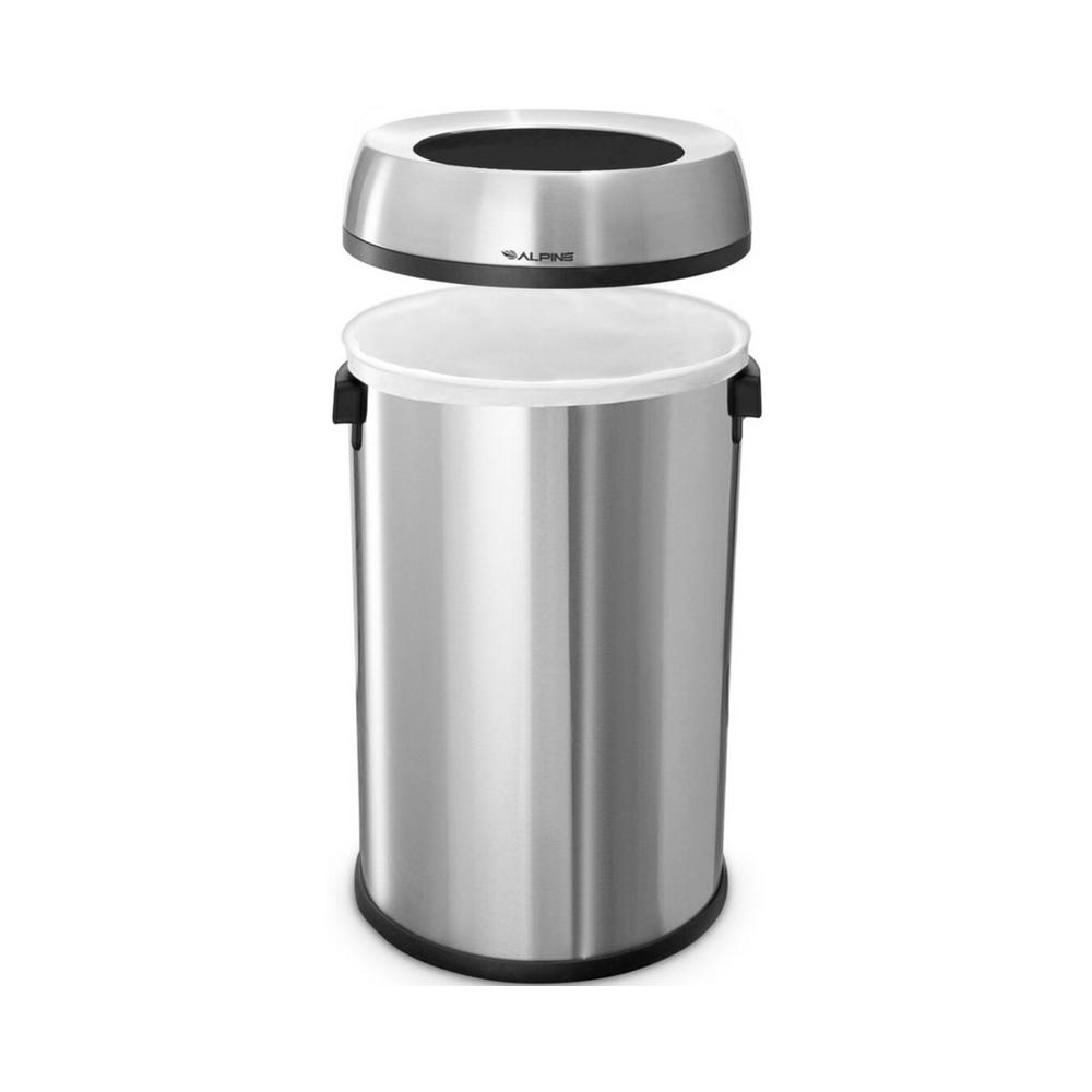 Alpine Industries Stainless Steel Open Top Trash Can, 17 Gallons
