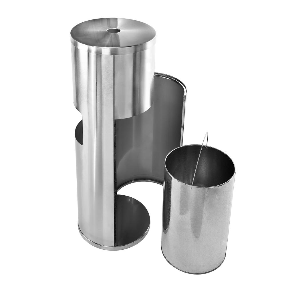 Floor Stand Wipe Dispenser, with High Capacity Built-in Trash Can, Stainless Steel