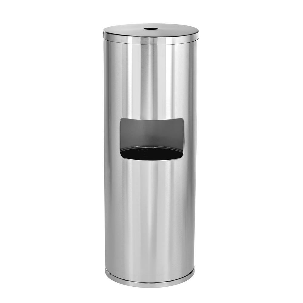 Floor Stand Wipe Dispenser, with High Capacity Built-in Trash Can, Stainless Steel