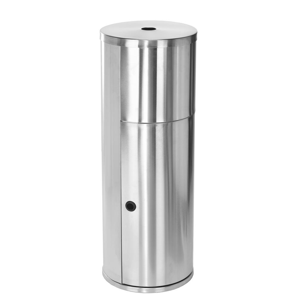 Floor Stand Wipe Dispenser, with High Capacity Built-in Trash Can, Stainless Steel