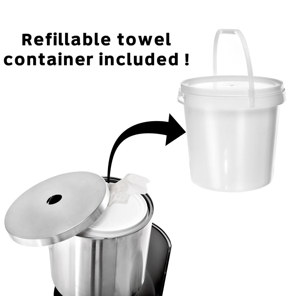 Floor Stand Wipe Dispenser, with High Capacity Built-in Trash Can, Stainless Steel