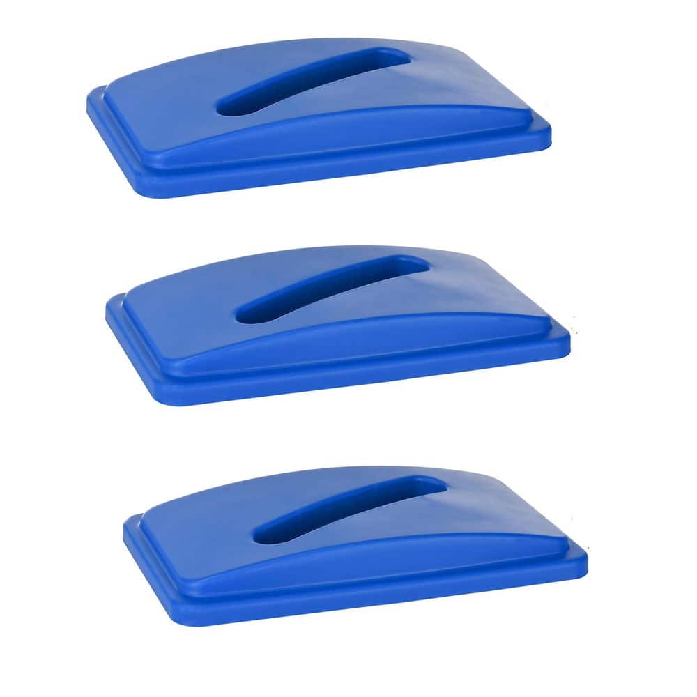 Blue Recycling Slim Trash Can Paper Recycling Lid (3 pack)