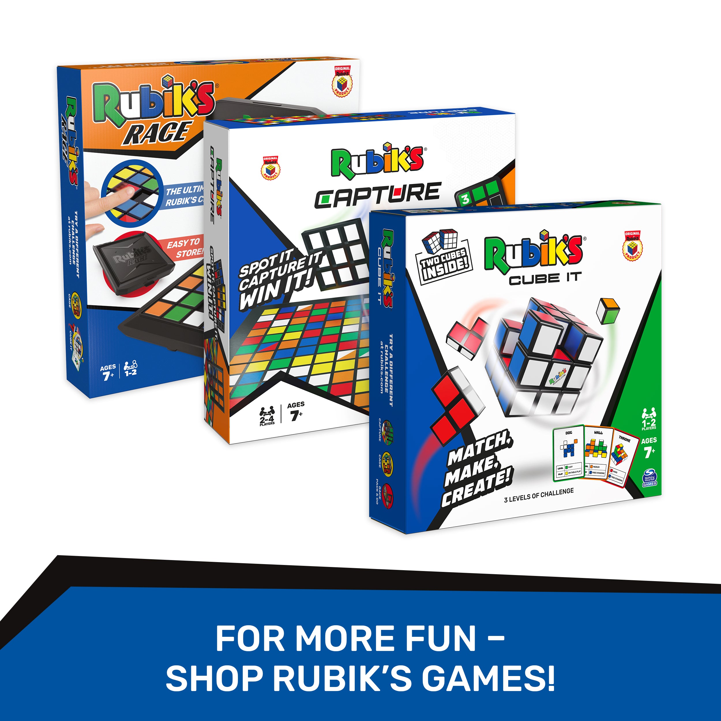 Rubik’s Cube, Tiled Trio Bundle 2x2 Mini 3x3 Cube 4x4 Master, Problem-Solving Brain Teaser, Classic Color-Matching Puzzle, Fidget Toy, Sensory Puzzle for Adults, Teens, Kids, Ages 8 & Up