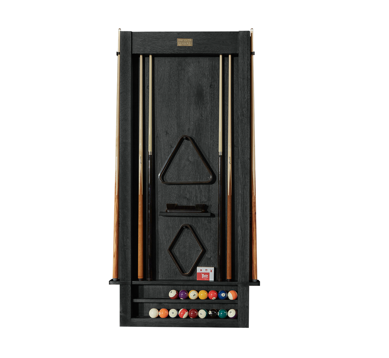 American Heritage® Alta 6-Cue Wall Mounted Cue Rack , Black Ash (cues and balls not included)