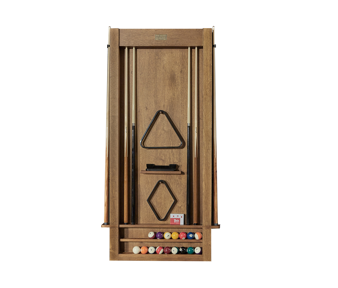 American Heritage® Alta 6-Cue Wall Mounted Cue Rack , Brushed Walnut (cues and balls not included)