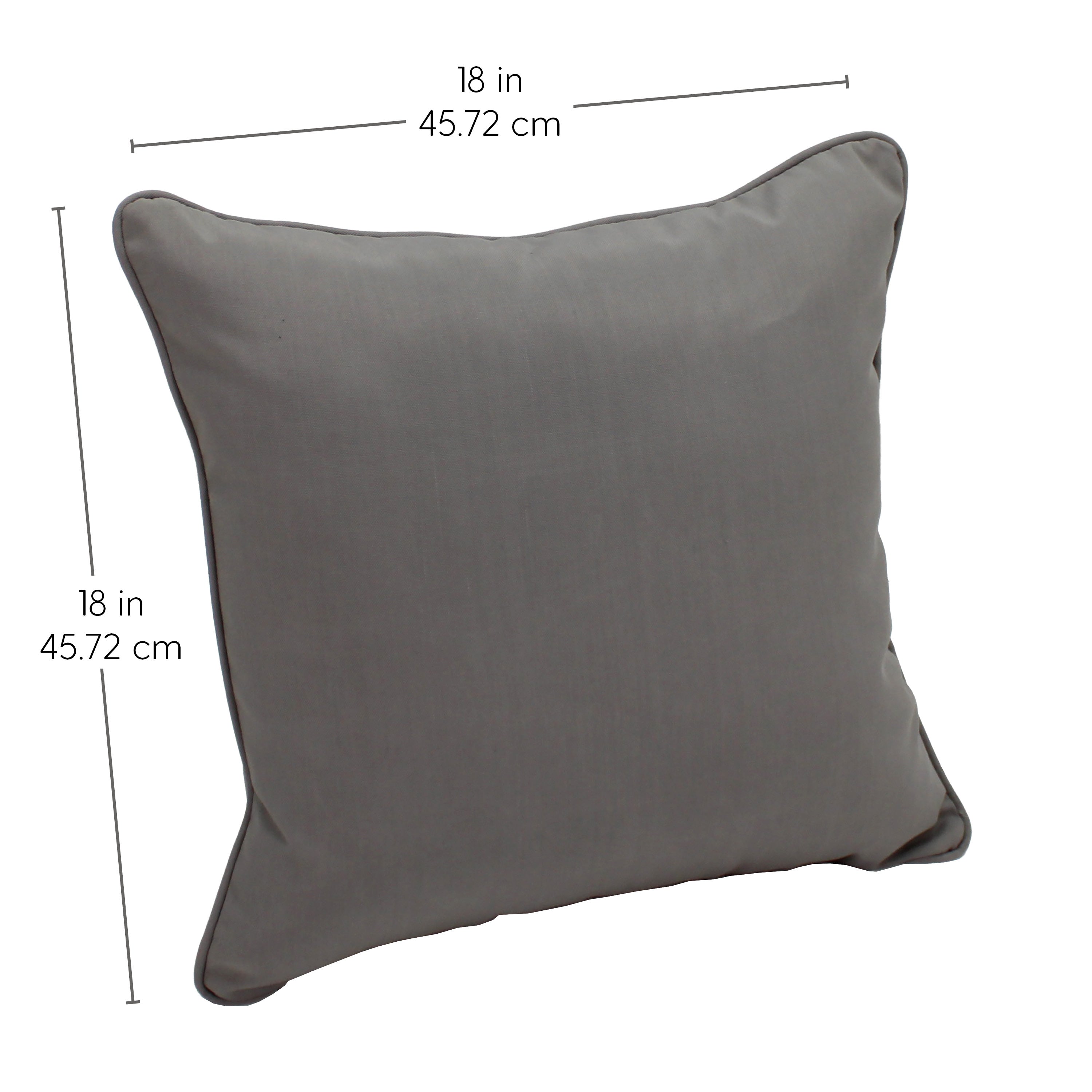 Presidio 18"x 18" Square Indoor/Outdoor Pillow with Piping, 2-Piece - Gray