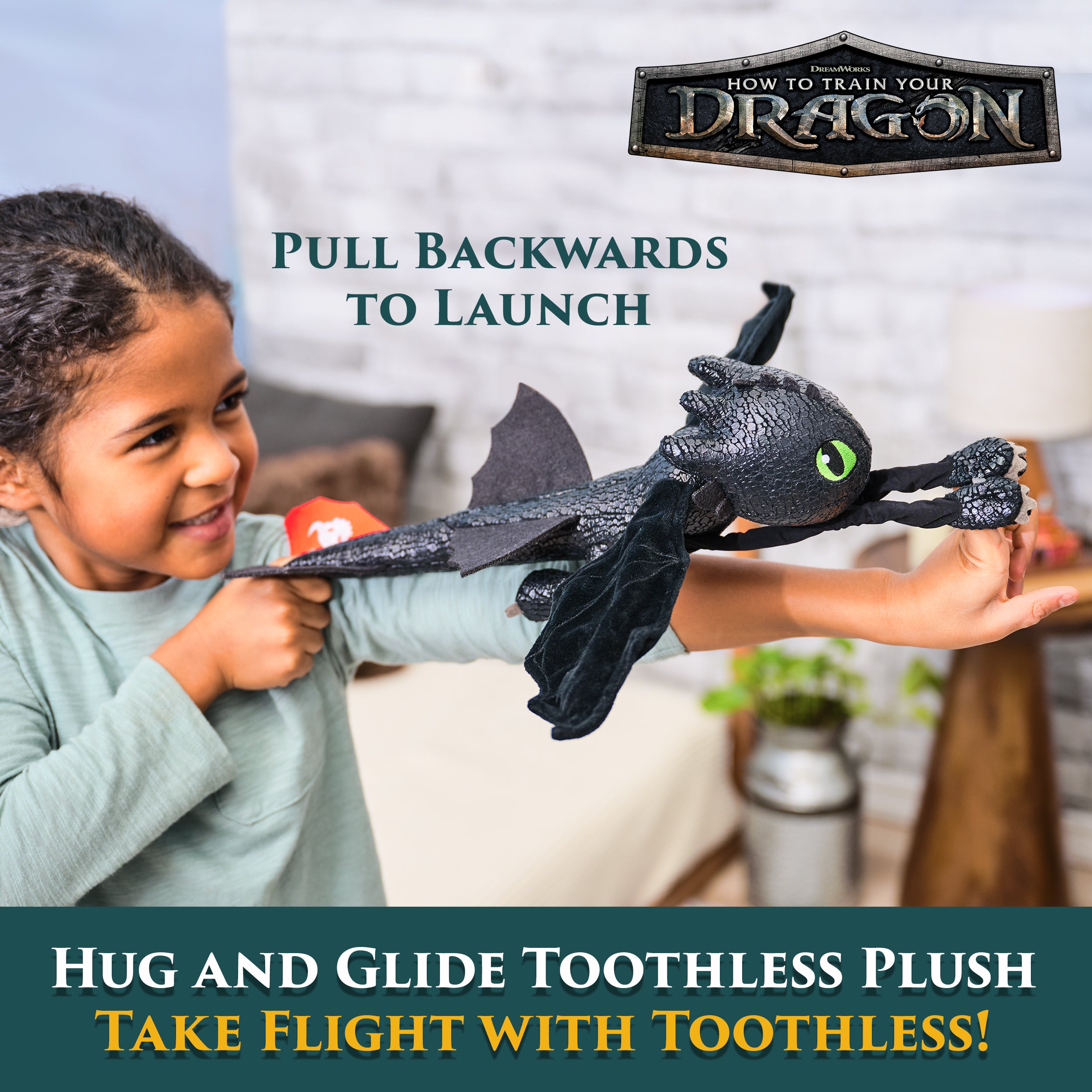 Dreamworks Dragons How to Train Your Dragon, Hug and Glide Toothless Plush Toy, 12” Dragon Stuffed Animal, Kids Toys for Boys Ages 4 and Up