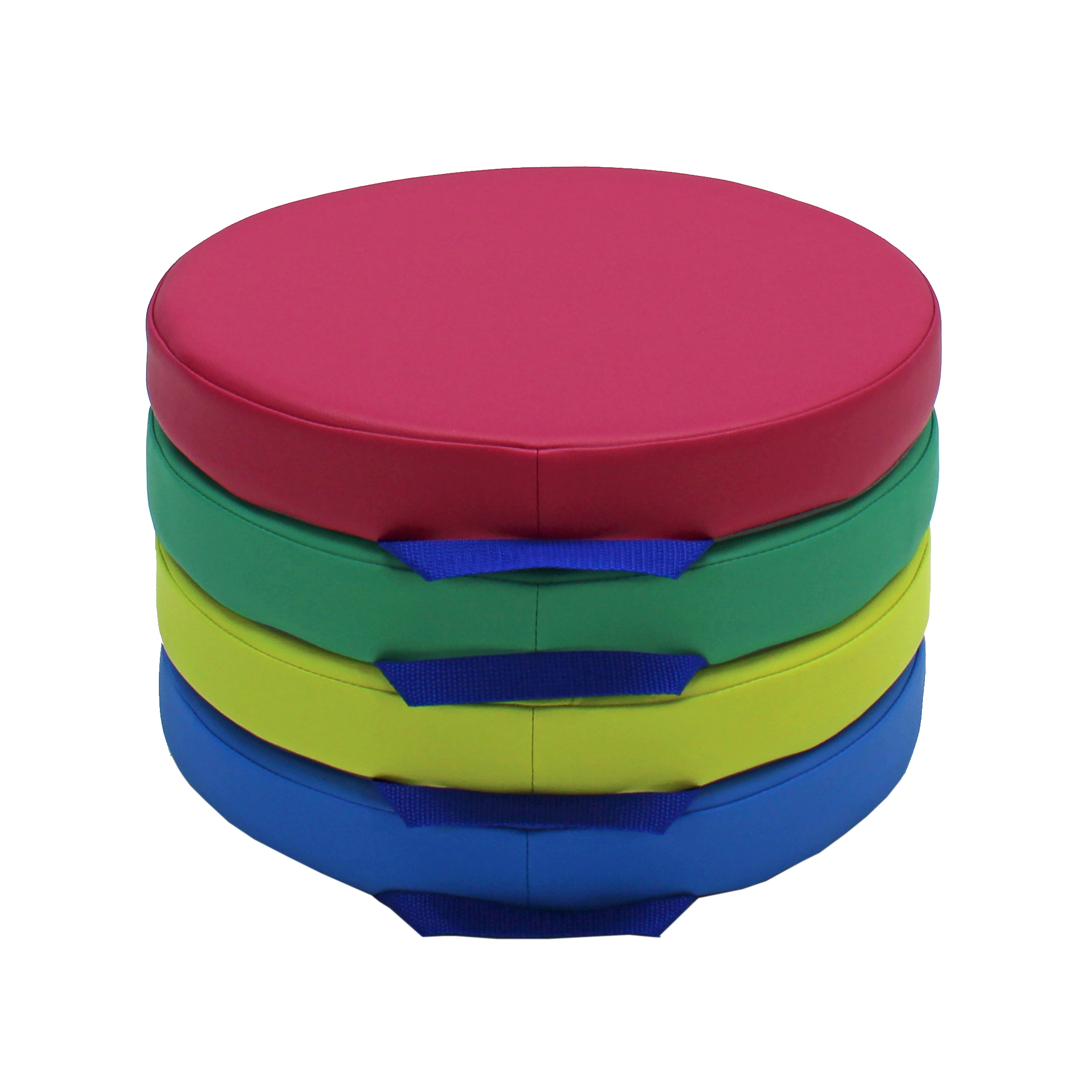 SoftScape 15" Round Floor Cushions, 4-Piece - Lime/Raspberry