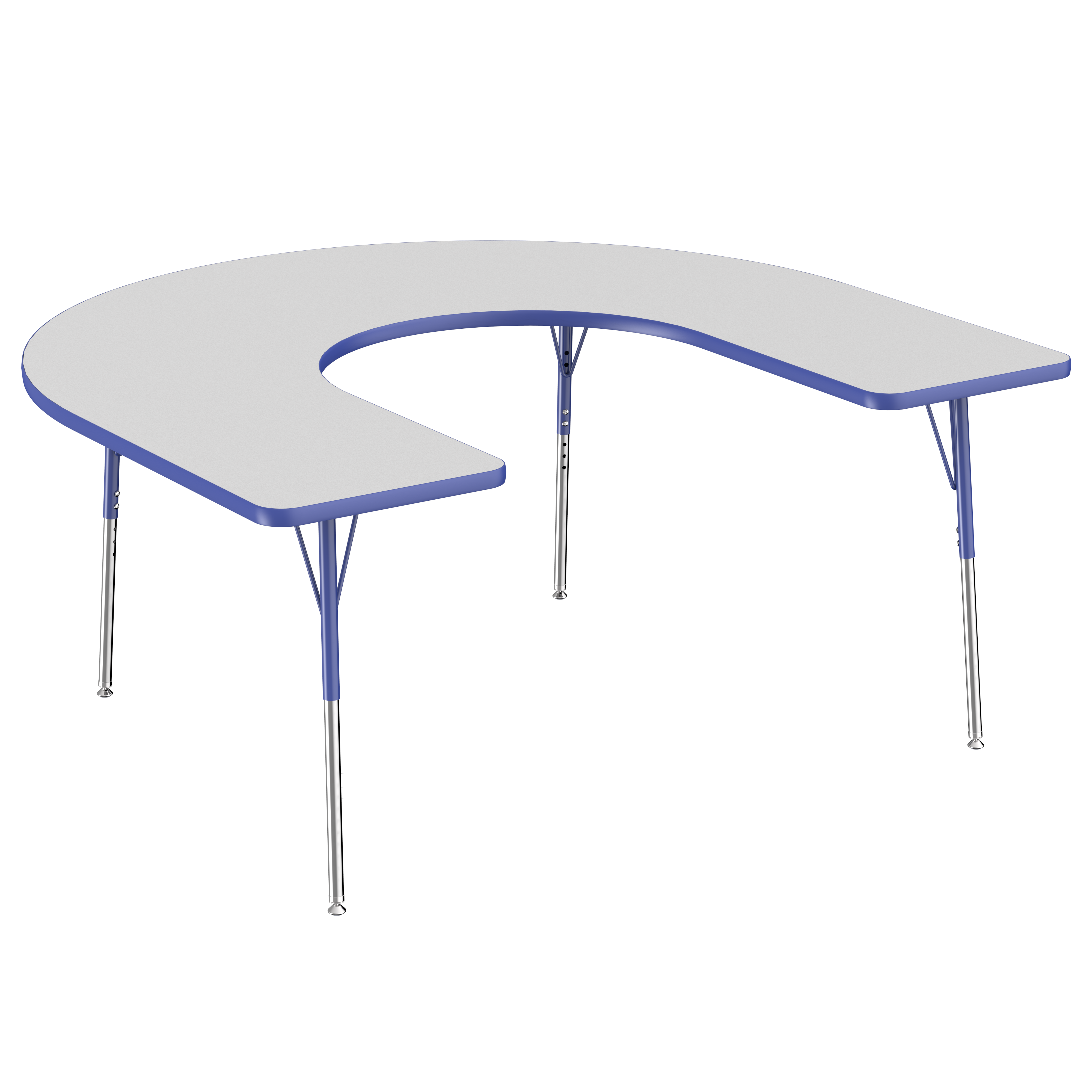 60" x 66" Horseshoe T-Molding Activity Table with Adjustable Standard Swivel Glide Legs - Gray/Blue