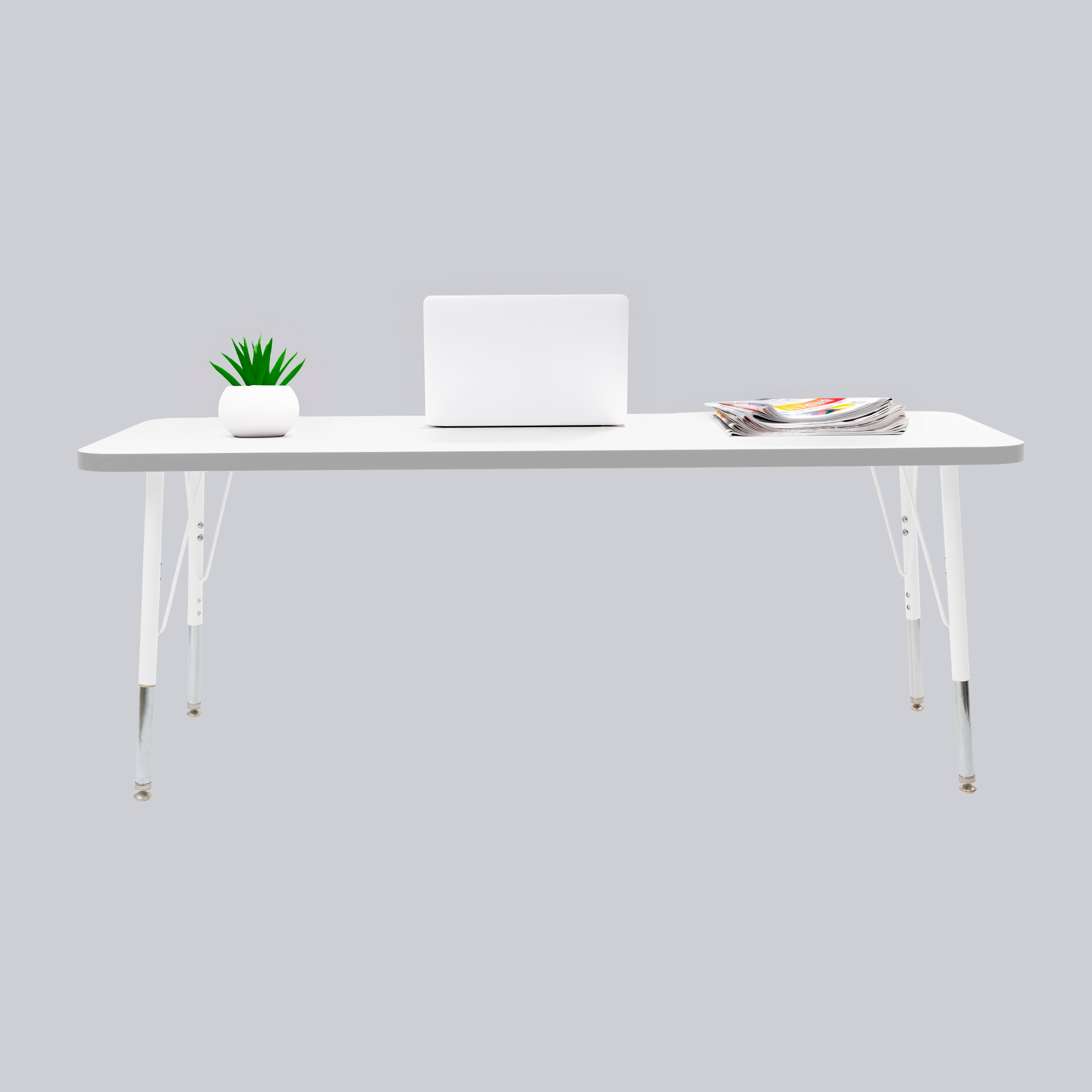 24" x 60" Rectangle Thermofused Activity Table with Adjustable Standard Swivel Glide Legs - White/North Sea/White