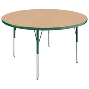 48" Round T-Molding Activity Table with Adjustable Standard Swivel Glide Legs - Maple/Green