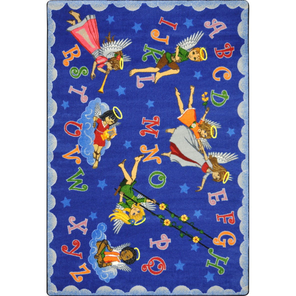 Angel Alphabet 5'4" x 7'8" area rug in color Multi
