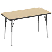 24" x 48" Rectangle Thermofused Activity Table with Adjustable Standard Swivel Glide Legs - Maple/Black