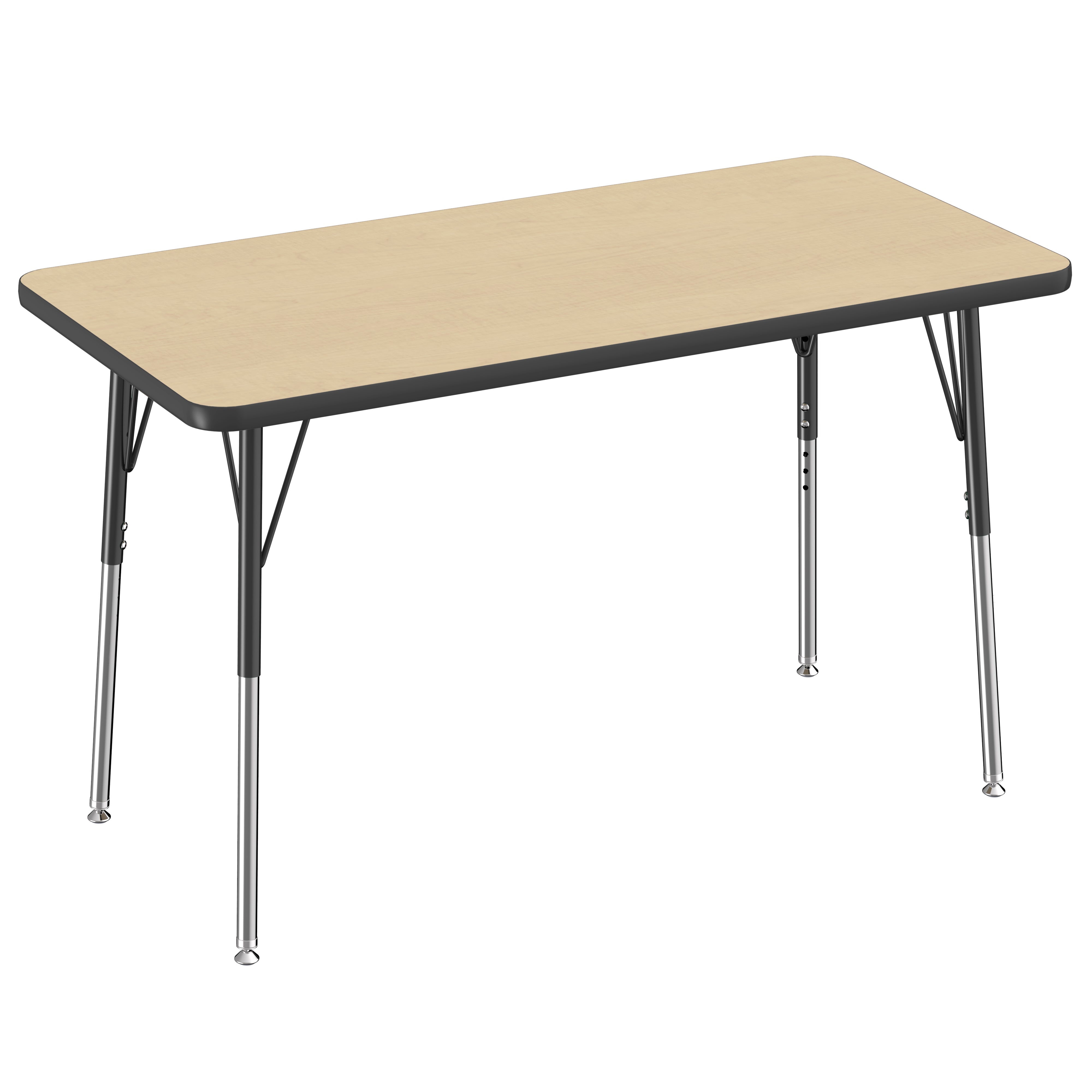 24" x 48" Rectangle Thermofused Activity Table with Adjustable Standard Swivel Glide Legs - Maple/Black