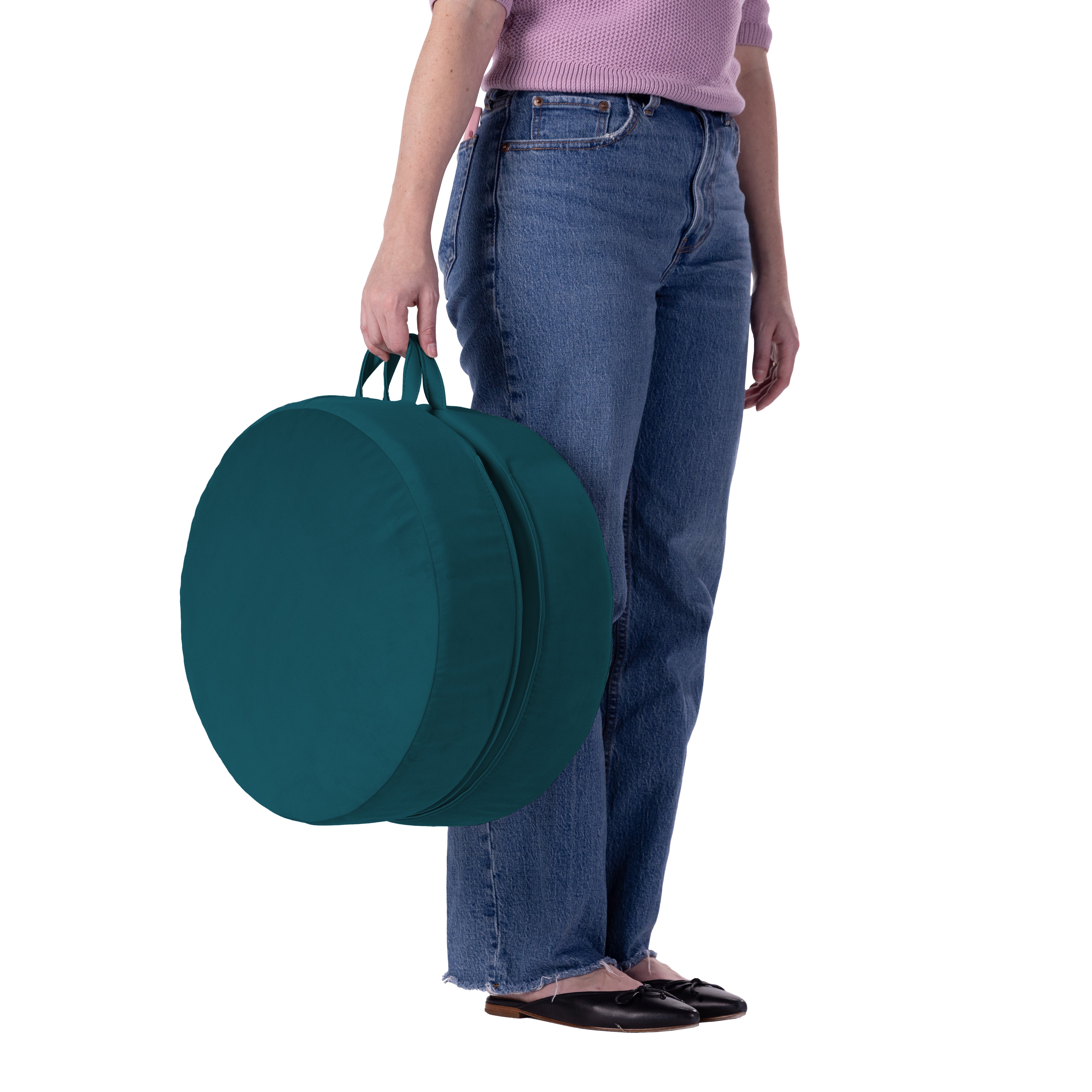 Overstuffed Microfiber Floor Cushions, 2-Piece - Peacock