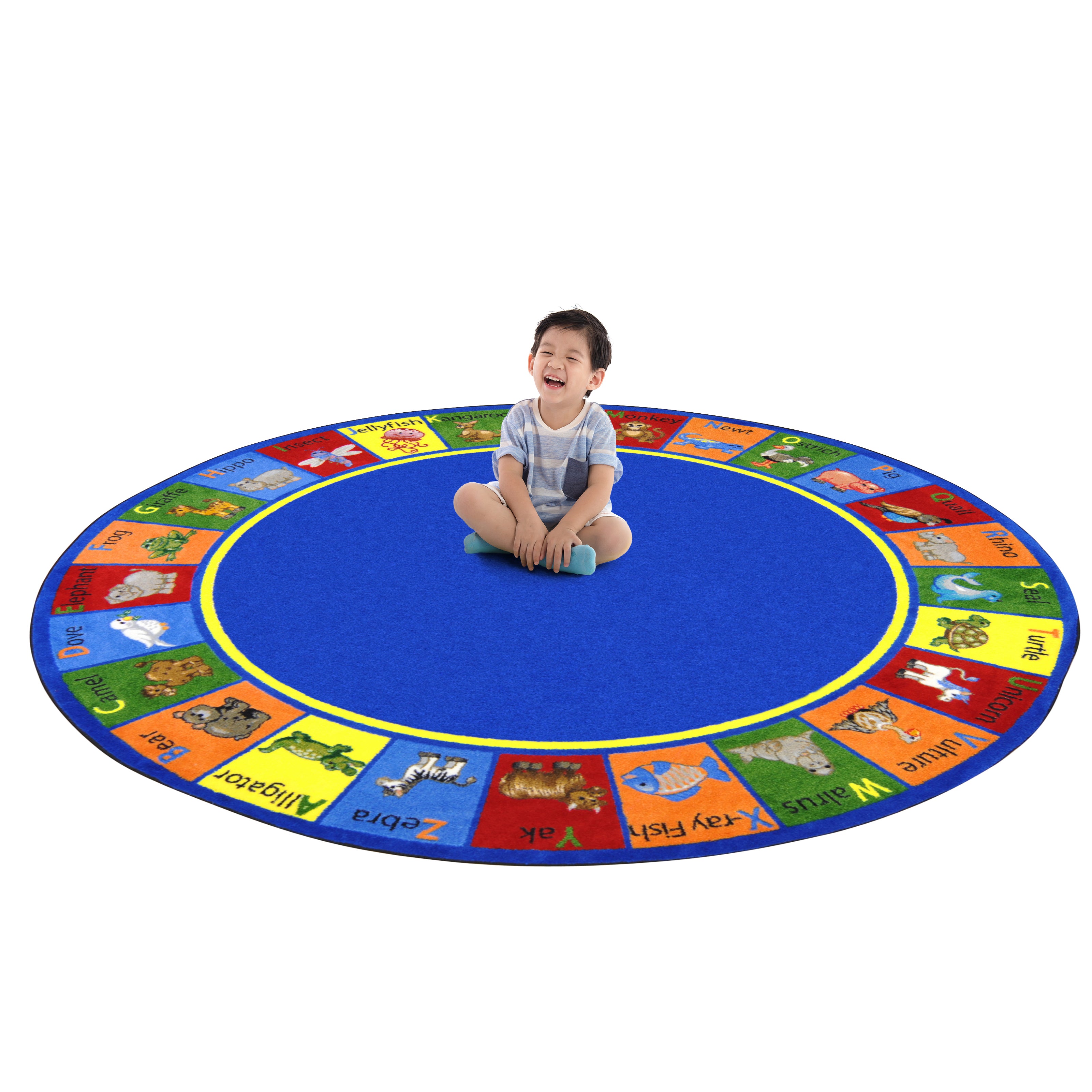 Animal Phonics 13'2" Round area rug in color Multi