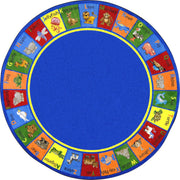 Animal Phonics 7'7" Round area rug in color Multi