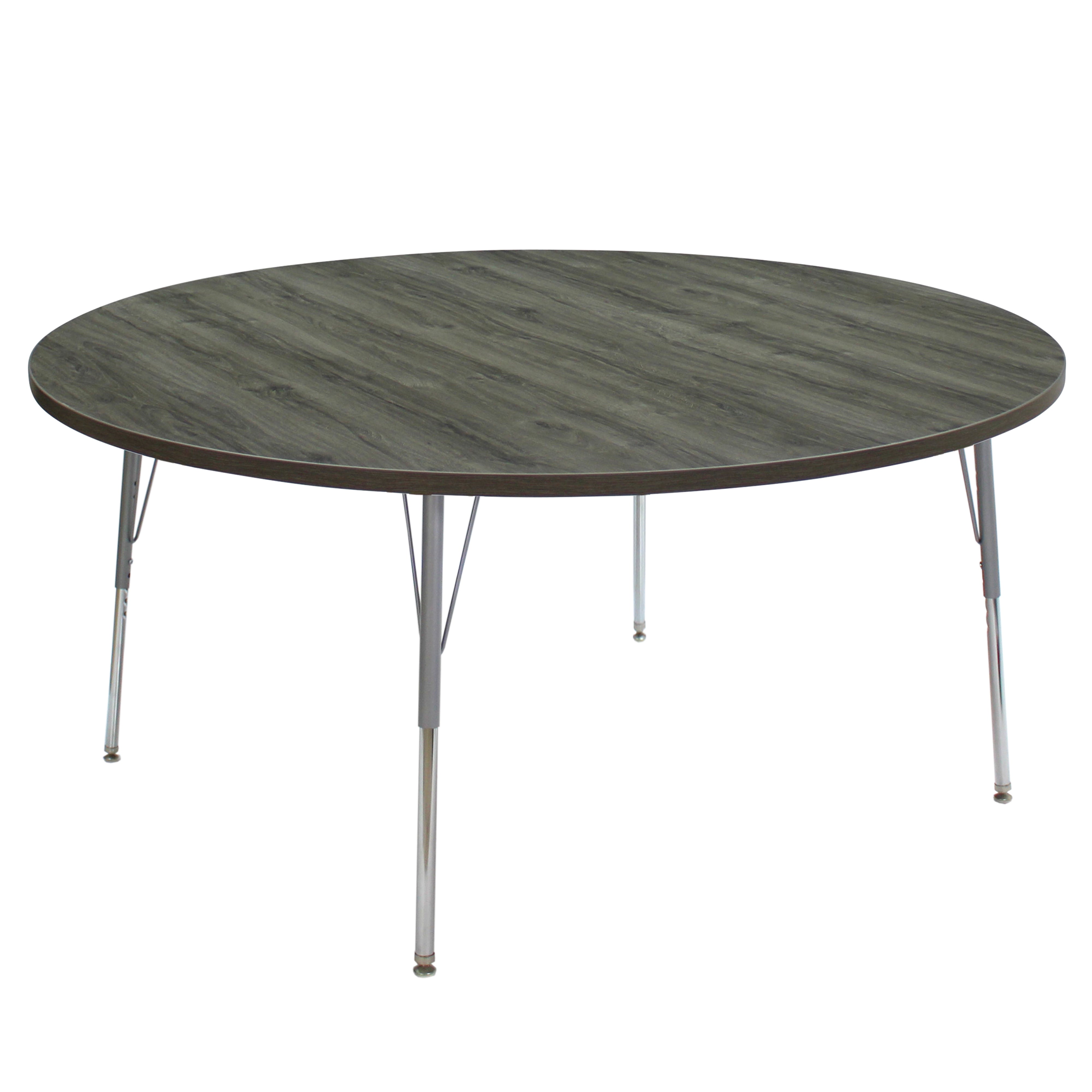 60" Round La Madera Activity Table with Standard Legs - Gray Wood/Silver
