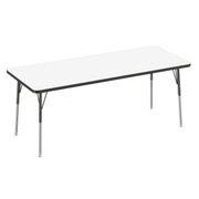 30" x 72" Rectangle Dry-Erase Activity Table with Adjustable Standard Swivel Glide Legs - Whiteboard/Black