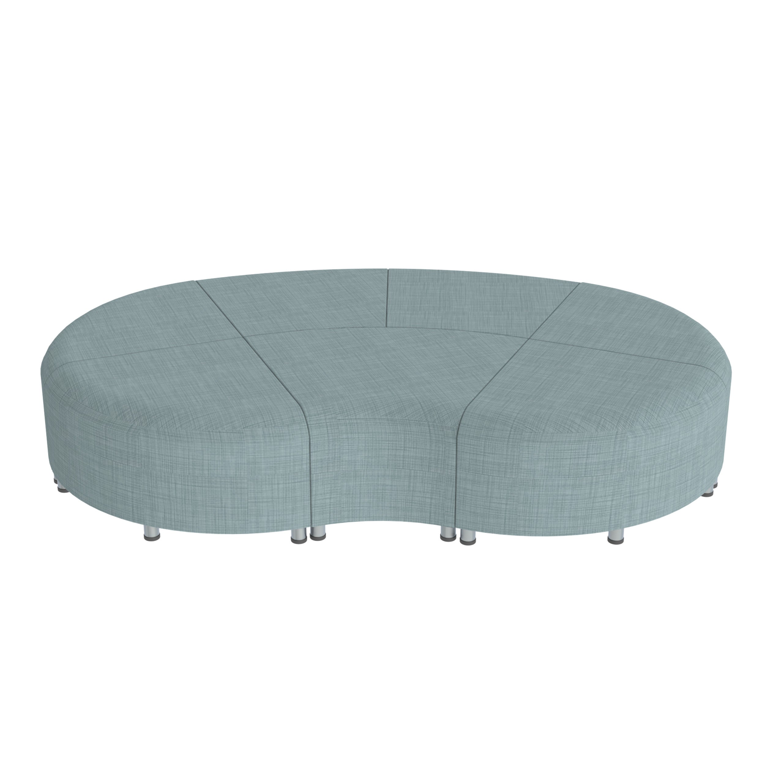 Pro Series Connect Curved Wavelet Backless Seating, 7-Piece Set - Sky Blue Crosshatch